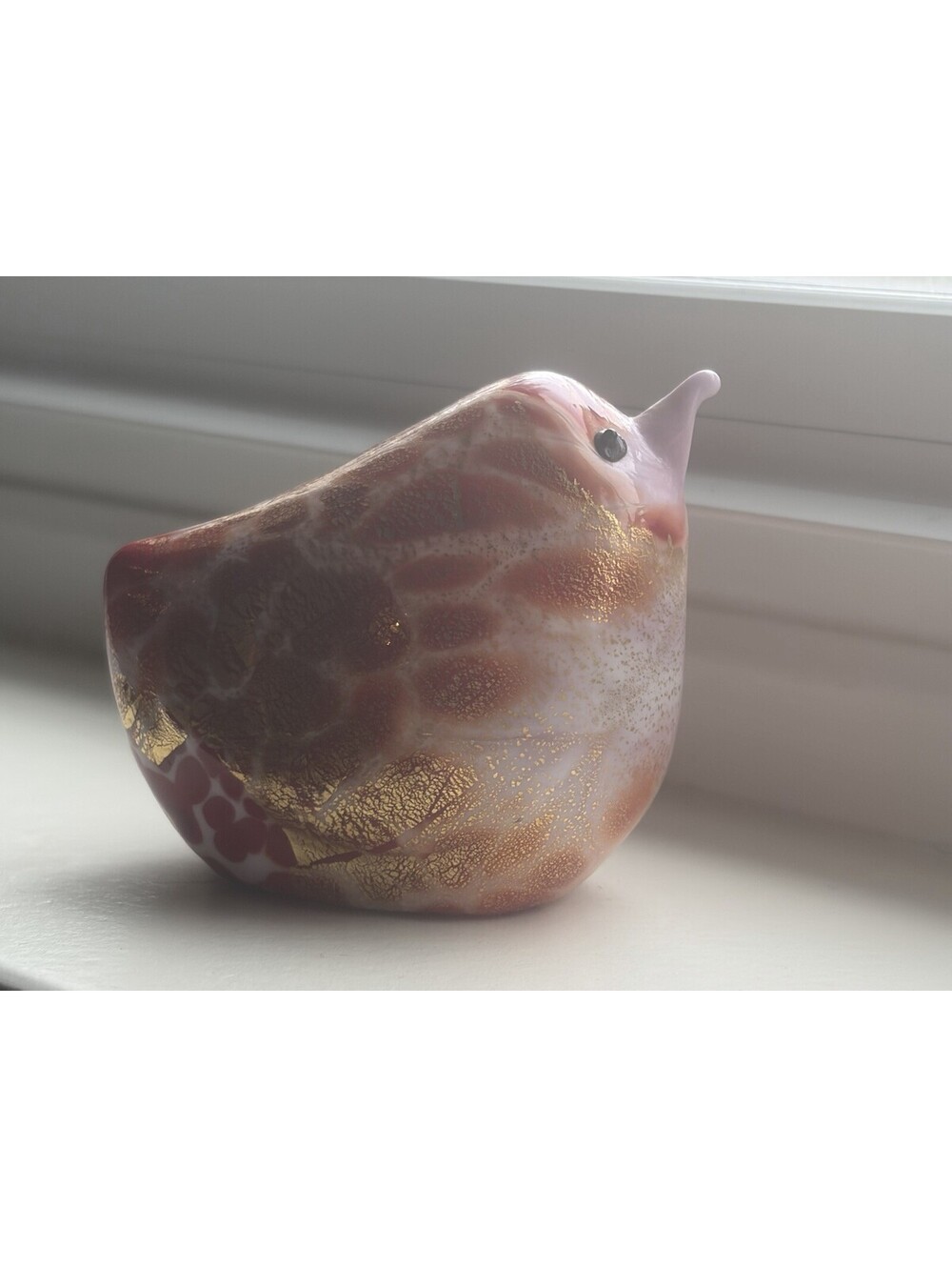 GlassOfVenice Murano Glass Bird - Orange Gold Red
